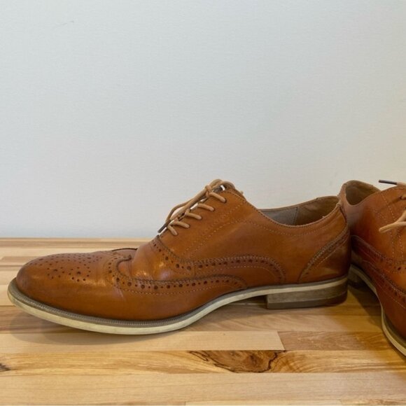 Steve Madden men Romah leather dress shoes camel tan ecru white sole size 10,5 - Picture 7 of 13